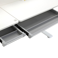 Bureau d'écriture pour enfants en métal, design moderne, ergonomique, réglable en hauteur, grand bureau avec double tiroir et étagère
