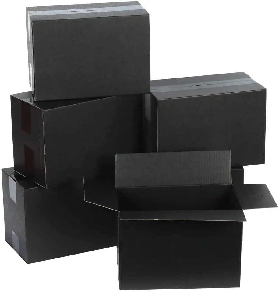 Tùy chỉnh màu đen nhỏ sóng hộp các tông cho doanh nghiệp gửi thư bưu phẩm di chuyển bao bì màu đen Heavy Duty vận chuyển hộp sóng Hộp bao bì
