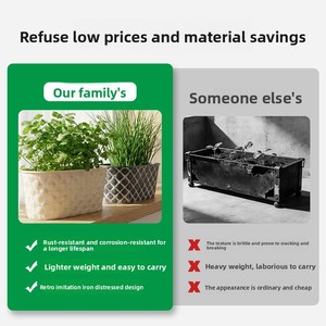 Jardinière rectangulaire longue tressée pour légumes, design vintage, en <span class=keywords><strong>plastique</strong></span> respirant, style rétro, pour balcon et usage domestique - Product Image 4