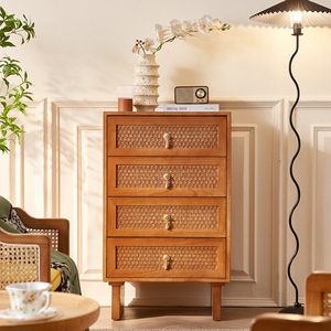 Cómoda de Madera Maciza Moderna de Lujo al por Mayor, Hecha a Mano, Estilo Antiguo, con 4 Cajones, Mueble de Almacenamiento para el Hogar, Dormitorio, Sala de Estar - Product Image 4