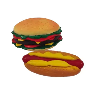 hot dog bread latex squeaky dog toys Eco- friendly rubber dog chew toy