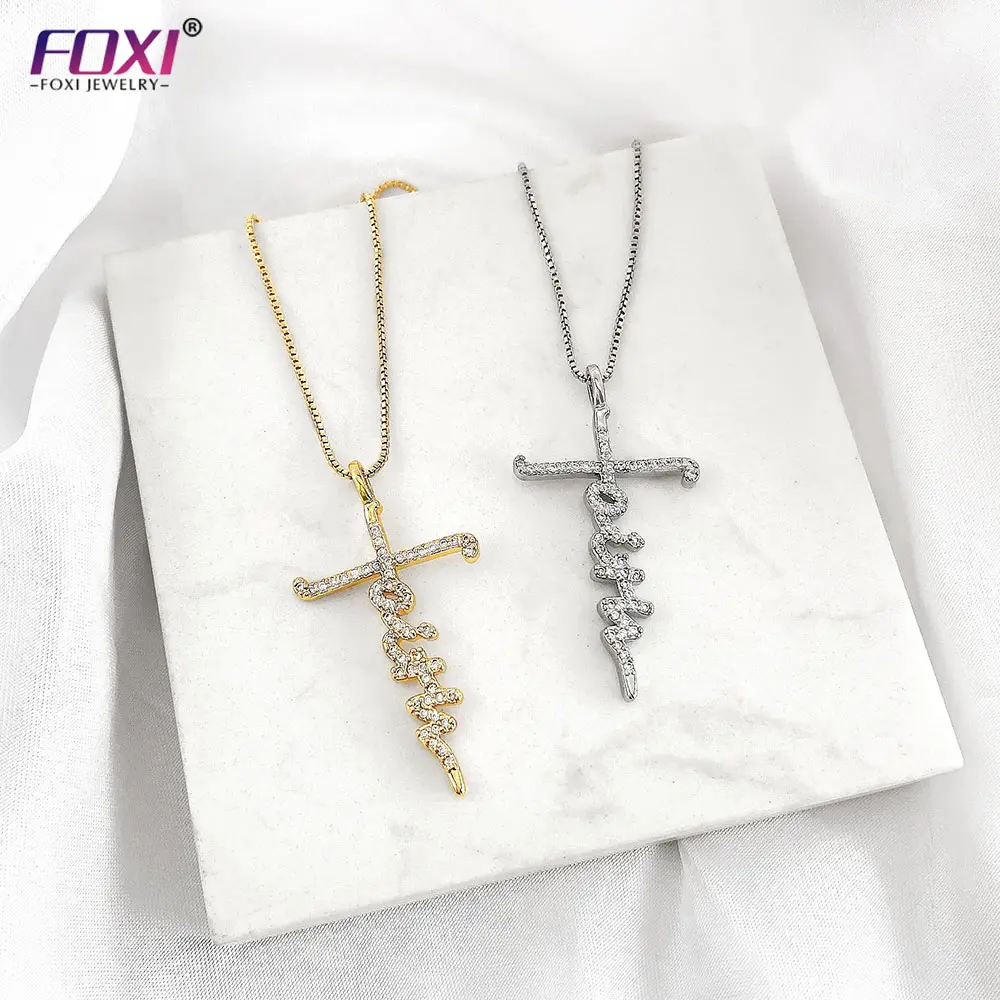 foxi jewelry new men women cross religion faith chain pendant necklace