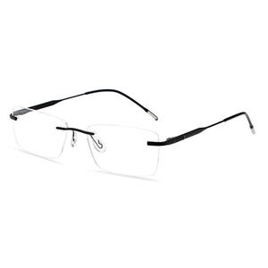 Gafas sin montura Greyjack, montura metálica rectangular, lentes AC, gafas ópticas unisex, tamaño mediano, estilo empresarial - Product Image 5