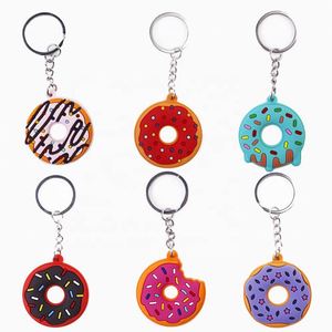Llavero de goma con forma de donut, diseño de dibujos animados, colgante para mochila, decoración para llaves de coche - Product Image 1