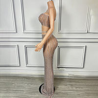 Novance Y4158 Fabricant de vêtements pour femmes Robes de soirée élégantes sexy de luxe sans manches avec strass Robe de fête grande taille