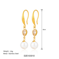Nouvelles boucles d'oreilles pendantes Dazan Hot en acier inoxydable plaqué or 18 carats PVD, hypoallergéniques, avec perles rococo italiennes et breloques, bijoux pour femme