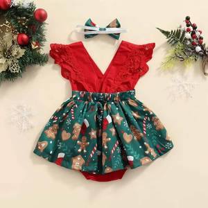 Combinaison de Noël pour bébé fille HP Wholesale Fly Sleeve V Neck CFPD-031 - Product Image 3