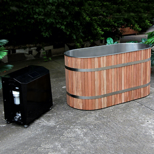 Moderna Bañera Portátil de Hidromasaje de Acero Inoxidable para Terapia de Frío, Ovalada, Negra, con Opción de Enfriador WPC de 1HP para Recuperación en Gimnasio - Product Image 1