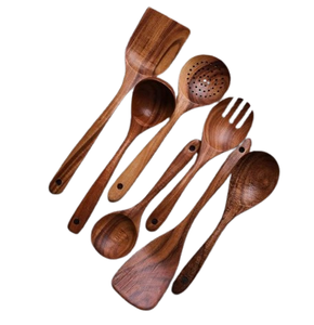 Ensemble de deux cuillères en bois poignée de designer article de vaisselle utilisation mariage vaisselle de table article couverts en bois - Product Image 2