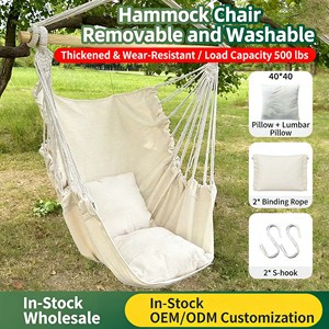 Fauteuil suspendu en coton avec cordes et crochets en S pour chambre, jardin et terrasse - Product Image 2