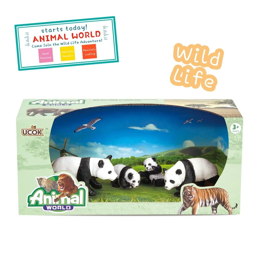 Panda Family Animal Playset 4-piece 3-5 inch playset Gift for toddler