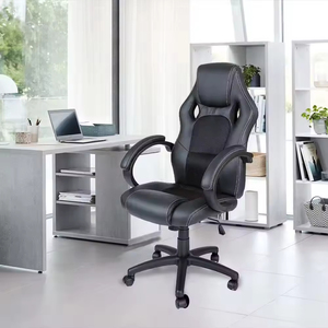 Silla de Oficina Ergonómica de Diseño Moderno, Respaldo Alto, Giratoria, Reclinable, de Cuero Sintético Negro, con Marco Metálico, Modelo 5609 para Juegos - Product Image 4