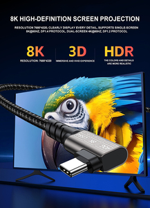 Cavo LUNG AKY 8K ad alta definizione con schermatura a treccia, compatibile Thunderbolt 4/3, USB4 Type-C, ricarica rapida 240W, trasmissione 40G, in nylon - Product Image 4