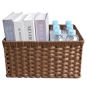 ตะกร้าเก็บของหวายทรงสี่เหลี่ยมผืนผ้าสำหรับจัดเก็บเสื้อผ้าในห้องนอนห้องนั่งเล่นตู้หนังสือของเล่นใช้ในครัวเรือน - Product Image 5