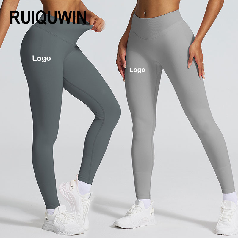 RUIQUWIN Wholesale Women's Seamless High-Waist Yoga Leggings 4-Way Stretch Butt-Lifting Workout Pants For Gym Running