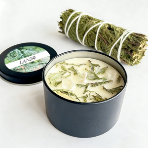 Bougie artisanale LANJO sans fumée en cire de soja pour l'équilibre énergétique des fêtes, la relaxation et la purification énergétique spirituelle, parfum boisé - Product Image 4