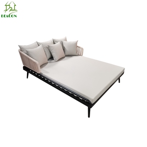Chaise de salon tissée rembourrée au design nordique, chaise longue d'extérieur, de plage, lit deux places - Product Image 5
