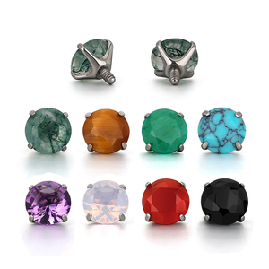 Moda Natural pendiente piedra internamente roscado cuerpo superior <span class=keywords><strong>titanio</strong></span> <span class=keywords><strong>Piercing</strong></span> <span class=keywords><strong>G23</strong></span> hélice cartílago Tragus labio nariz anillo joyería - Product Image 1