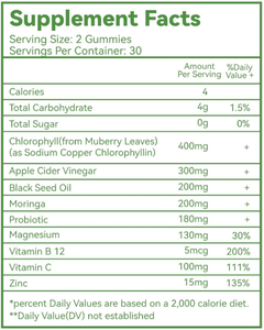 กัมมี่คลอโรฟิลล์ธรรมชาติ สารต้านอนุมูลอิสระ ช่วยดีท็อกซ์ เสริมภูมิคุ้มกัน ช่วยย่อยอาหาร อาหารเสริม - Product Image 2