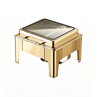 Liantong Fabrik Liefert Elektrischen Roségold Quadratischen Edelstahl Speisenwärmer 6 Liter Chafing Dish für Hotel-Buffet