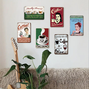 Letrero Metálico de Café Italiano Recién Hecho, Decoración de Pared para Cafetería, Hogar, Cocina, Bar u Oficina, con Diseño de Cappuccino, Espresso y Latte - Product Image 2