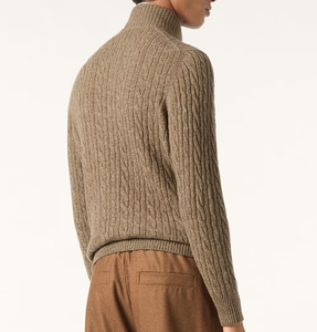 Pull en cachemire torsadé à col montant pour homme, style Old Money, anti-plis, pour affaires, en tricot torsadé - Product Image 4