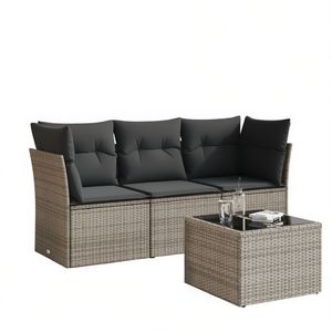 Modular Grey PE <b>Rattan</b> Garden <b>Sofa</b> Set Outdoor Furniture Contemporary Design High Density Foam Cushions - Product Image 1