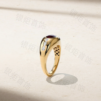 LOZRUNVE Bague en argent sterling 925 élégante et moderne avec dôme massif, sertie d'un ovale en émeraude et de zircon, pour femme