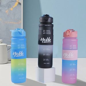 Vaso de agua de plástico personalizado de 1000 ml con correa para el hombro, color degradado, para beber directamente, ideal para deportes al aire libre y estudiantes. - Product Image 3
