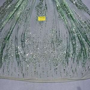 ضوء أخضر لامع لامع لامع لفستان حفلة موسيقية فستان الزفاف قماش شبكي بخاخ ذهبي نمط الذهب الدانتيل - Product Image 2