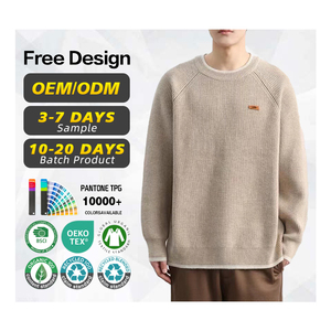 GRS Certification Winter Breathable Men's Polyester Faux Two-piece Casual Crew Neck Knit <b>Pullover</b> <b>Sweater</b> 360g Custom Logo - Product Image 1