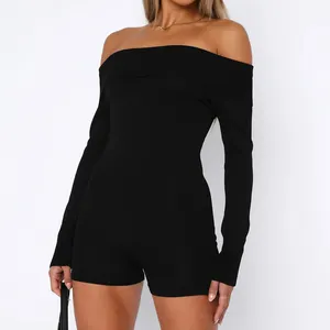 Fashion 1 Piece Rompers Jumpsuit Women Long Sleeve Bodycon Ripped Sexy Short Jumpsuits For Women