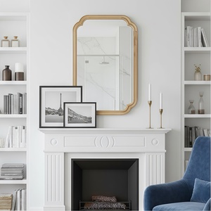 Natural Wood Color 20x30 Solid Wood Frame Rounded Corner Decorative <b>Mirror</b> <b>For</b> Bedroom Bathroom Living Room Entryway - Product Image 3