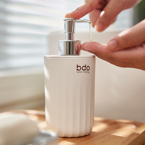 Bencircle 320ml Pump Head Soap <b>Dispenser</b> Bottle, PP Material <b>Shampoo</b> & Shower Gel Refillable Travel Bottle with Striped Design - Product Image 5