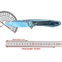 Couteau pliant en acier M390 finition miroir, manche en titane TC4 gravé au laser, EDC, extérieur, personnalisé, OEM