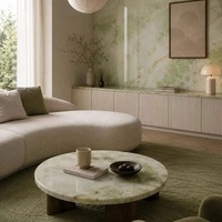 Comptoir de cuisine et de salle de bain en marbre onyx de qualité supérieure AAA, style crème moderne, tons verts clairs et doux, éclaircissant l'espace.