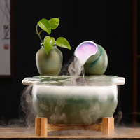 Fuente de agua para decoración del hogar para exteriores/interiores, cascada creativa, fuente de agua de cerámica, adornos de decoración