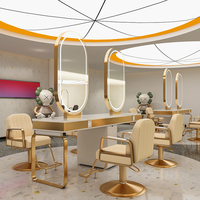 Hong-gang — miroir rond pour barbier, miroir avec table, support avec casier, lumière LED