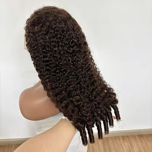 Parrucca in Capelli Umani <span class=keywords><strong>Ricci</strong></span> Marrone Cioccolato Birmano con Chiusura in Pizzo HD Trasparente 13x6 e 5x5 - Product Image 2