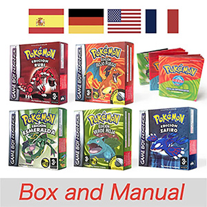USA FRA EUR NOE ESP ITA POKE Leaf Green Fire Red Ruby Emerald SAPPHIRE boîte et manuel pour GBA - Product Image 1