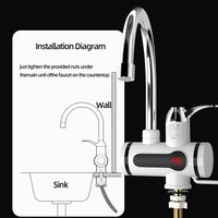 Chauffe-eau électrique instantané 3000W pour salle de bain, robinet avec affichage numérique, poignée rotative, double mode chaud-froid pour maison et camping-car