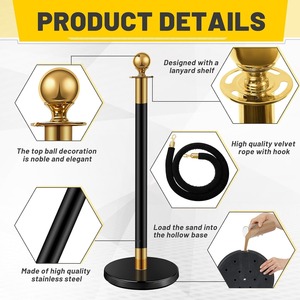 MetaRubber Stainless Steel Traffic Stand <strong>Crowd</strong> <strong>Control</strong> Queue <strong>Barrier</strong> Stanchions Red Carpet Poles Black Traffic <strong>Barriers</strong> - Product Image 2