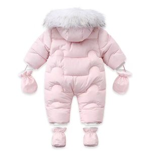 Vêtements d'hiver Western à doublure épaisse Vêtements pour bébés Combinaisons unisexes en fourrure pour filles Garçons 0-24M Style Onesie mignon - Product Image 3