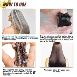 Tinta per Capelli Semi-Permanente 3-in-1 a Base di Erbe 500ml Marrone <span class=keywords><strong>Scuro</strong></span> con Copertura Grigia per Uso Domestico Donna Uomo - Product Image 3
