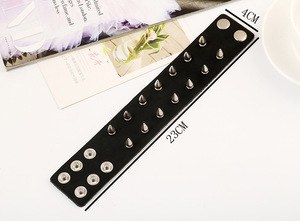 Haute Qualité Style Européen Américain Punk <span class=keywords><strong>Rock</strong></span> Band Bijoux De Mode En Cuir Véritable Alliage Goujons Bracelet Bracelet - Product Image 6