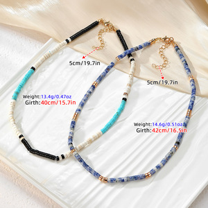 Collar de Piedras Naturales Coloridas con Diseño Geométrico Simple, Gargantilla de Moda, Joyería de Origen Yiwu, Estilo 1, Estilo 2 - Product Image 2