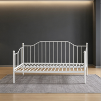 Sofá Cama Extensible de Metal Blanco Ahorrador de Espacio, de Tamaño Individual a King, Estructura de Sofá Cama 2 en 1, Mueble de Hierro para Apartamentos Pequeños y Habitaciones de Huéspedes
