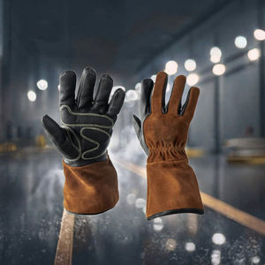 Gants de soudage industriels robustes TIG/MIG, paume en cuir pleine fleur, manchette en cuir fendu, avec couche supplémentaire de néoprène, gants de travail de sécurité - Product Image 3