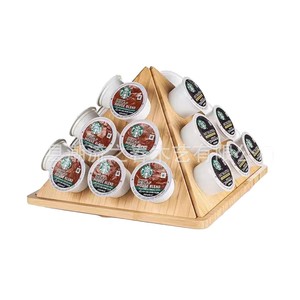 Estante de almacenamiento simple de madera para bolsitas de té, expositor de cápsulas de café para la sala de té, estante organizador triangular giratorio - Product Image 5