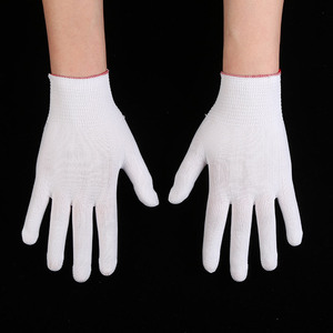 White 13-Needle Nylon Work <b>Gloves</b> Plain Non-Disposable For Formal And Casual Wear Four Seasons Use - Product Image 1